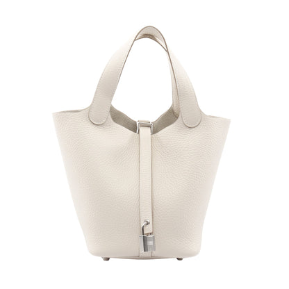 ピコタンロックPM クレ ハンドバッグ トリヨンクレマンス オフホワイト シルバー金具 K刻印 エルメス バッグ HERMES