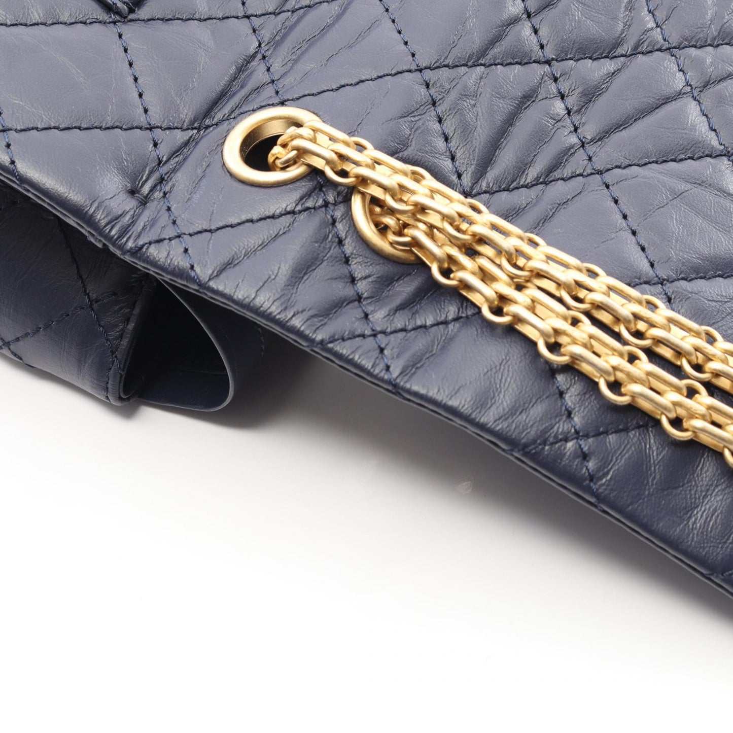 2.55 マトラッセ Wフラップ Wチェーンショルダーバッグ レザー ネイビー ゴールド金具 シャネル バッグ CHANEL