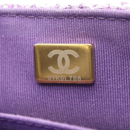 マトラッセ トップハンドル チェーンショルダーバッグ ツイード パープル ゴールド金具 2WAY シャネル バッグ CHANEL