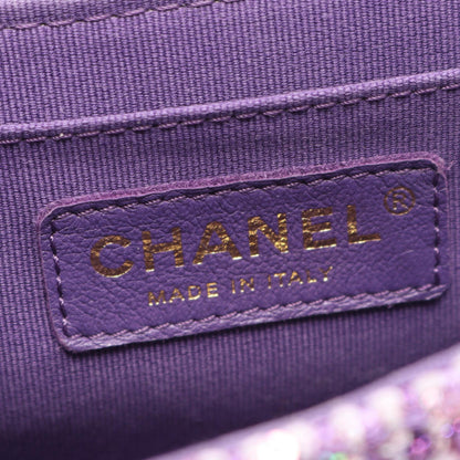 マトラッセ トップハンドル チェーンショルダーバッグ ツイード パープル ゴールド金具 2WAY シャネル バッグ CHANEL