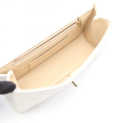 マトラッセ トップハンドル チェーンショルダーバッグ ソフトキャビアスキン ホワイト ゴールド金具 2WAY シャネル バッグ CHANEL