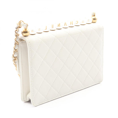 マトラッセ チェーンショルダーバッグ ラムスキン ホワイト ゴールド金具 シャネル バッグ CHANEL