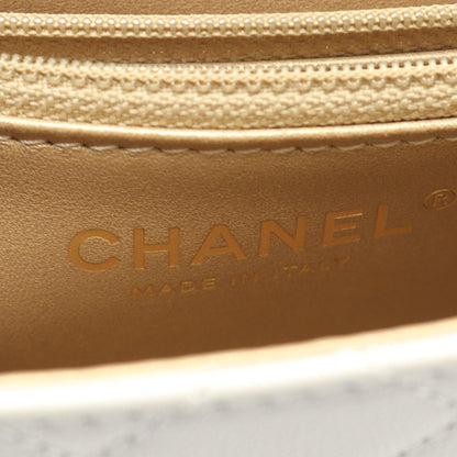 マトラッセ チェーンショルダーバッグ ラムスキン ホワイト ゴールド金具 シャネル バッグ CHANEL