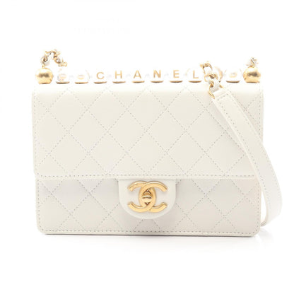 マトラッセ チェーンショルダーバッグ ラムスキン ホワイト ゴールド金具 シャネル バッグ CHANEL