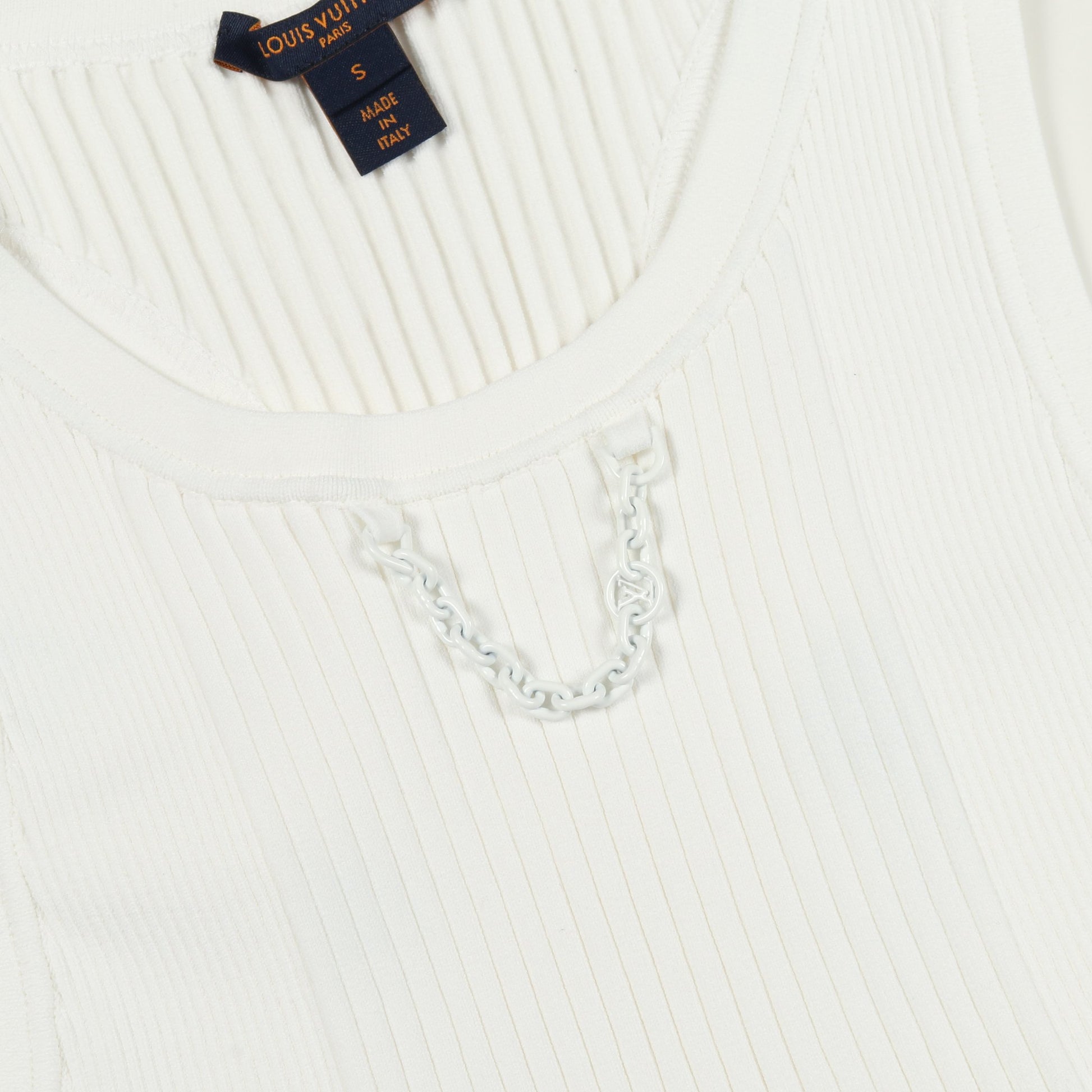 リブクロップトップ タンクトップ レーヨン ホワイト ルイヴィトン トップス LOUIS VUITTON