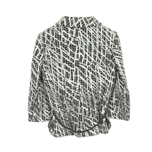 ココマークパールボタン ツイード ジャケット チェック コットン ナイロン ウール ブラック ホワイト シルバー シャネル