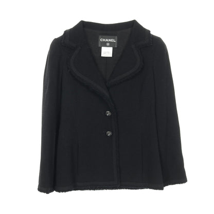 ココマークパールボタン ツイード ジャケット ウール ナイロン ブラック シャネル
