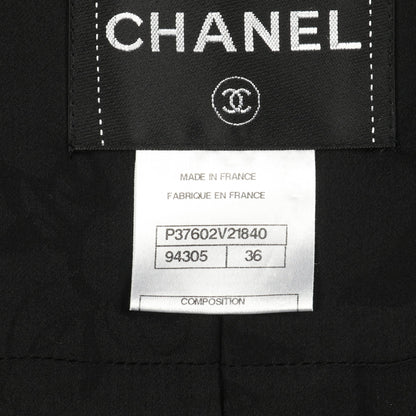 ココマークパールボタン ツイード ジャケット ウール ナイロン ブラック シャネル