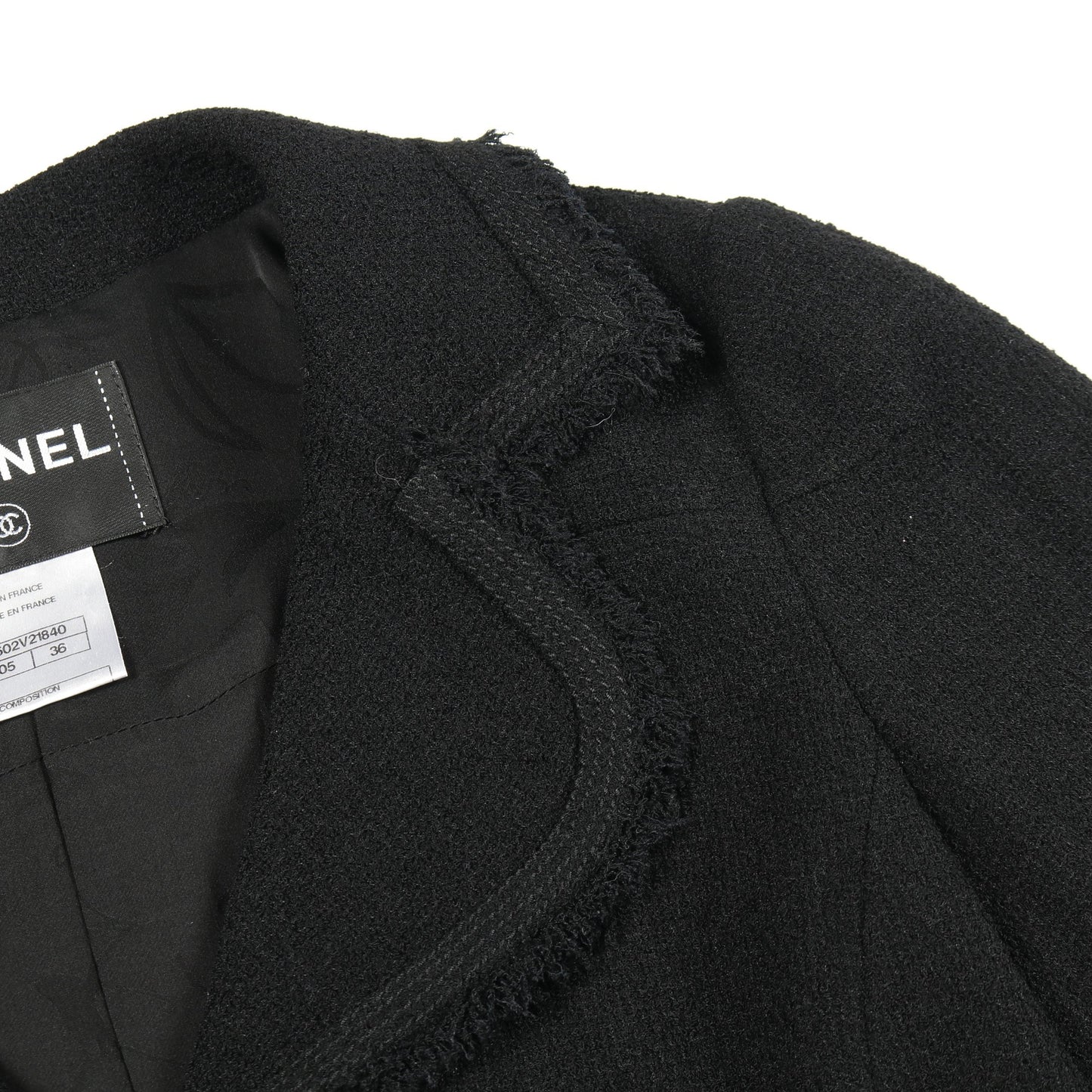 ココマークパールボタン ツイード ジャケット ウール ナイロン ブラック シャネル