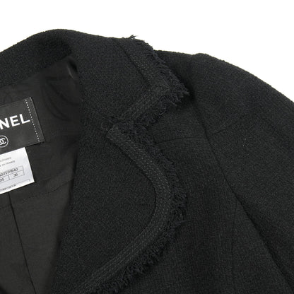 ココマークパールボタン ツイード ジャケット ウール ナイロン ブラック シャネル
