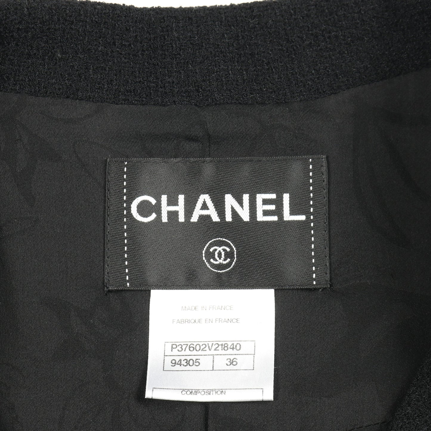 ココマークパールボタン ツイード ジャケット ウール ナイロン ブラック シャネル