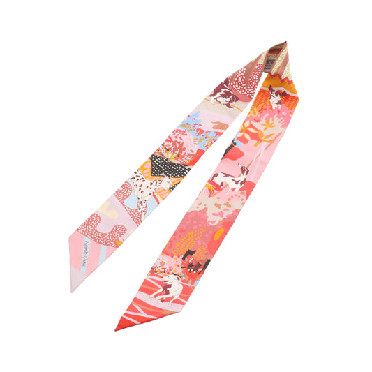 ツイリー En Liberte リボン スカーフ シルク ピンク マルチカラー エルメス 財布・小物 HERMES