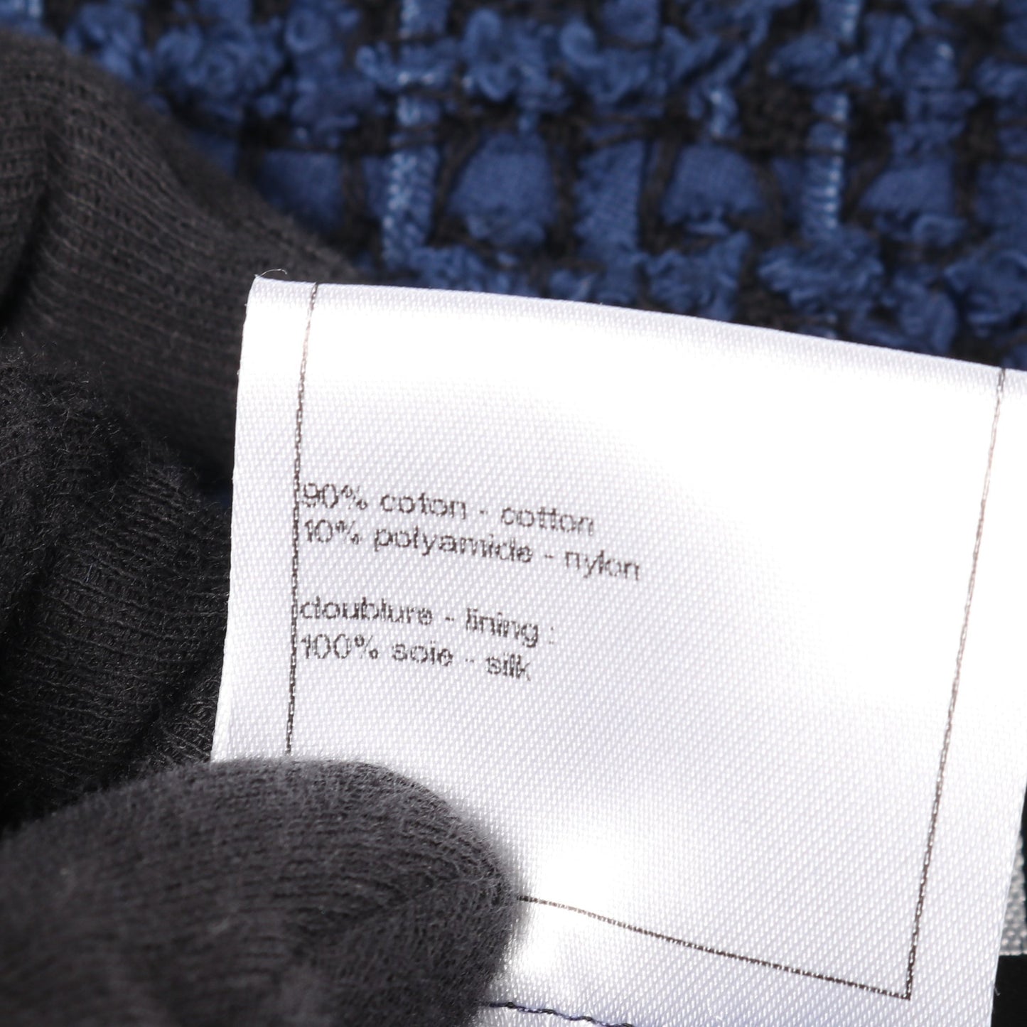 ココマークボタン ツイード ノーカラージャケット コットン ネイビー シャネル アウター CHANEL