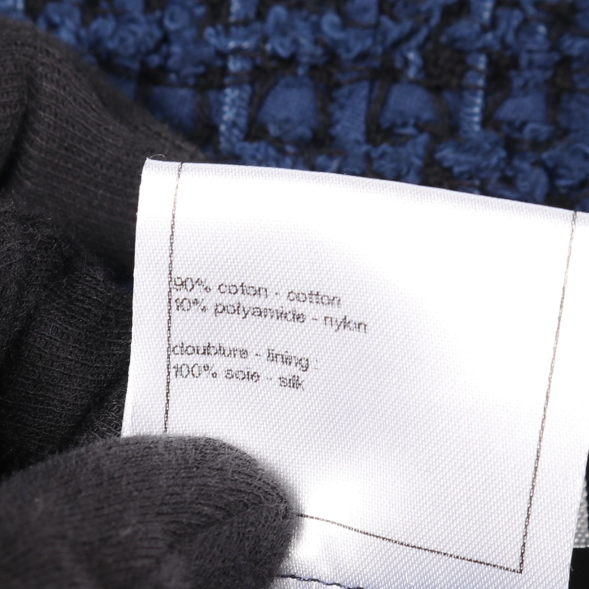 ココマークボタン ツイード ノーカラージャケット コットン ネイビー シャネル アウター CHANEL