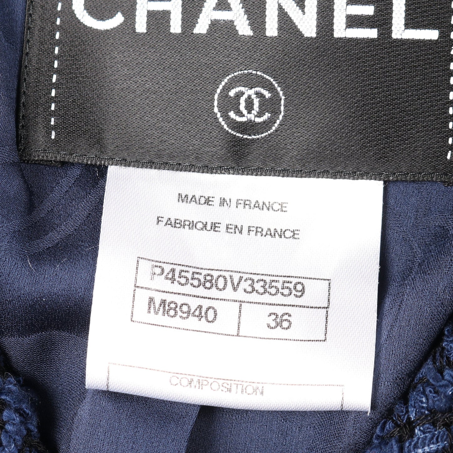 ココマークボタン ツイード ノーカラージャケット コットン ネイビー シャネル アウター CHANEL