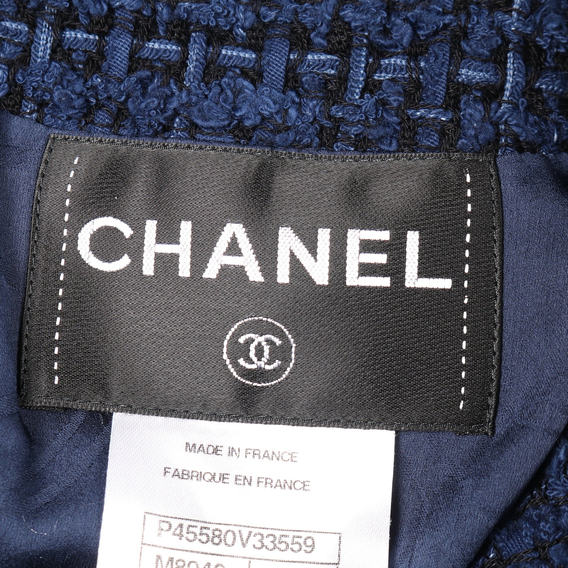 ココマークボタン ツイード ノーカラージャケット コットン ネイビー シャネル アウター CHANEL