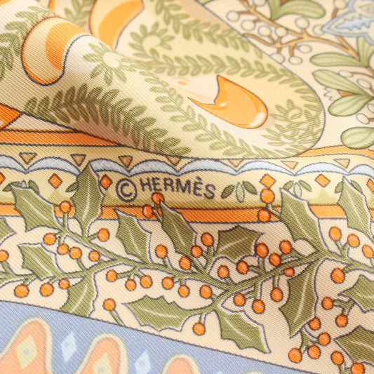カレ90 Axis Mundi スカーフ シルク コーラルピンク マルチカラー エルメス 財布・小物 HERMES