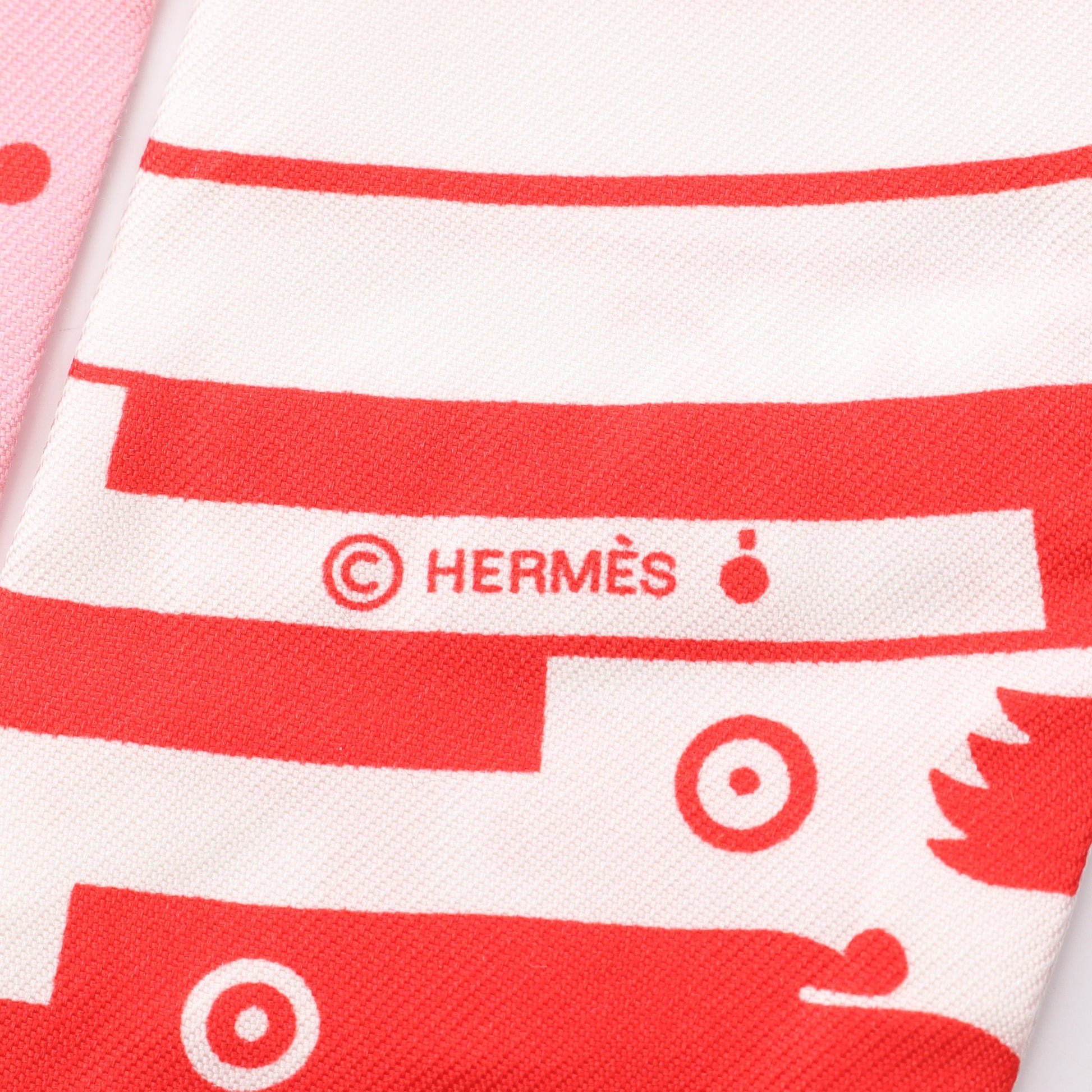 ツイリー ASTROLOGIE A POIS リボン スカーフ シルク レッド ホワイト ピンク エルメス 財布・小物 HERMES
