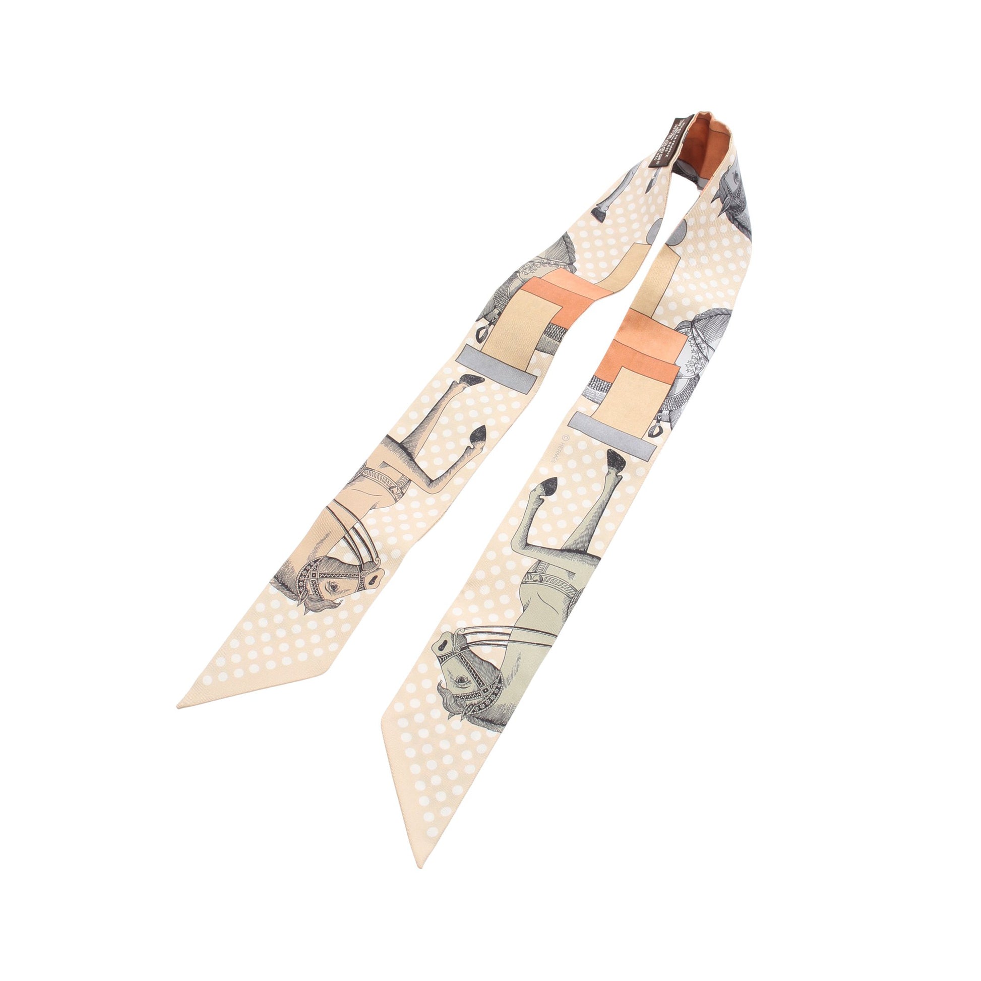 ツイリー CAVALIER EN FORMES リボン スカーフ シルク ベージュ マルチカラー エルメス 財布・小物 HERMES