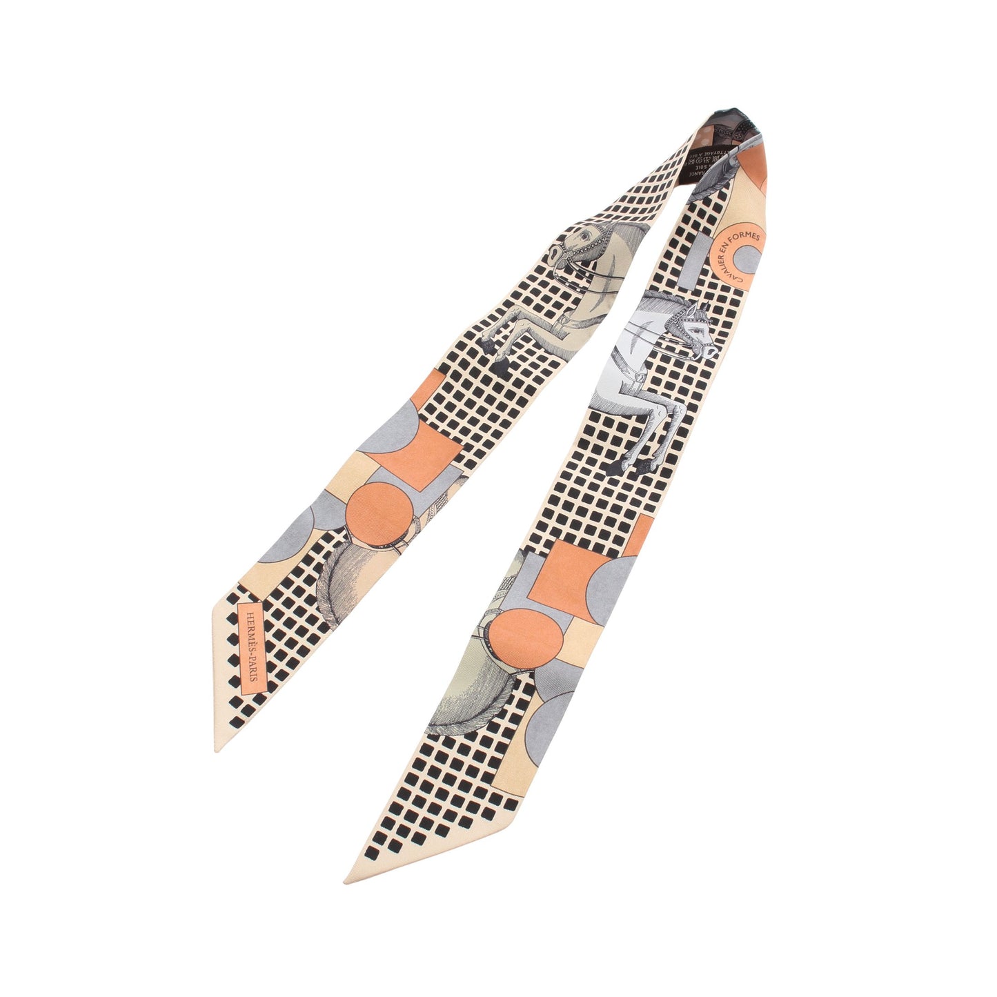 ツイリー CAVALIER EN FORMES リボン スカーフ シルク ベージュ マルチカラー エルメス 財布・小物 HERMES