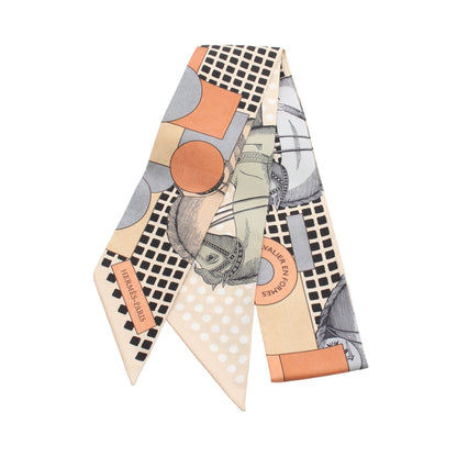 ツイリー CAVALIER EN FORMES リボン スカーフ シルク ベージュ マルチカラー エルメス 財布・小物 HERMES