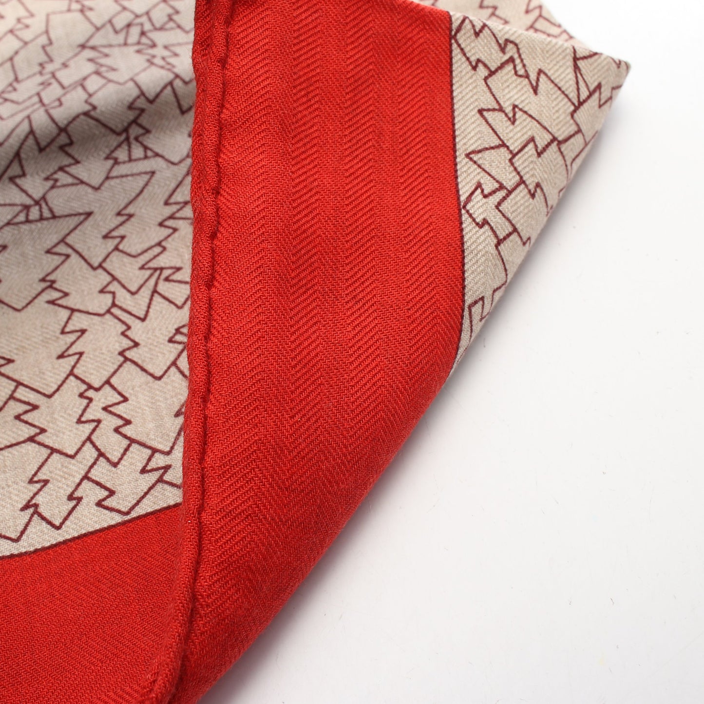 カレジェアン カレ140 A Travers Champs スカーフ ショール カシミヤ シルク レッド グレーベージュ エルメス 財布・小物 HERMES