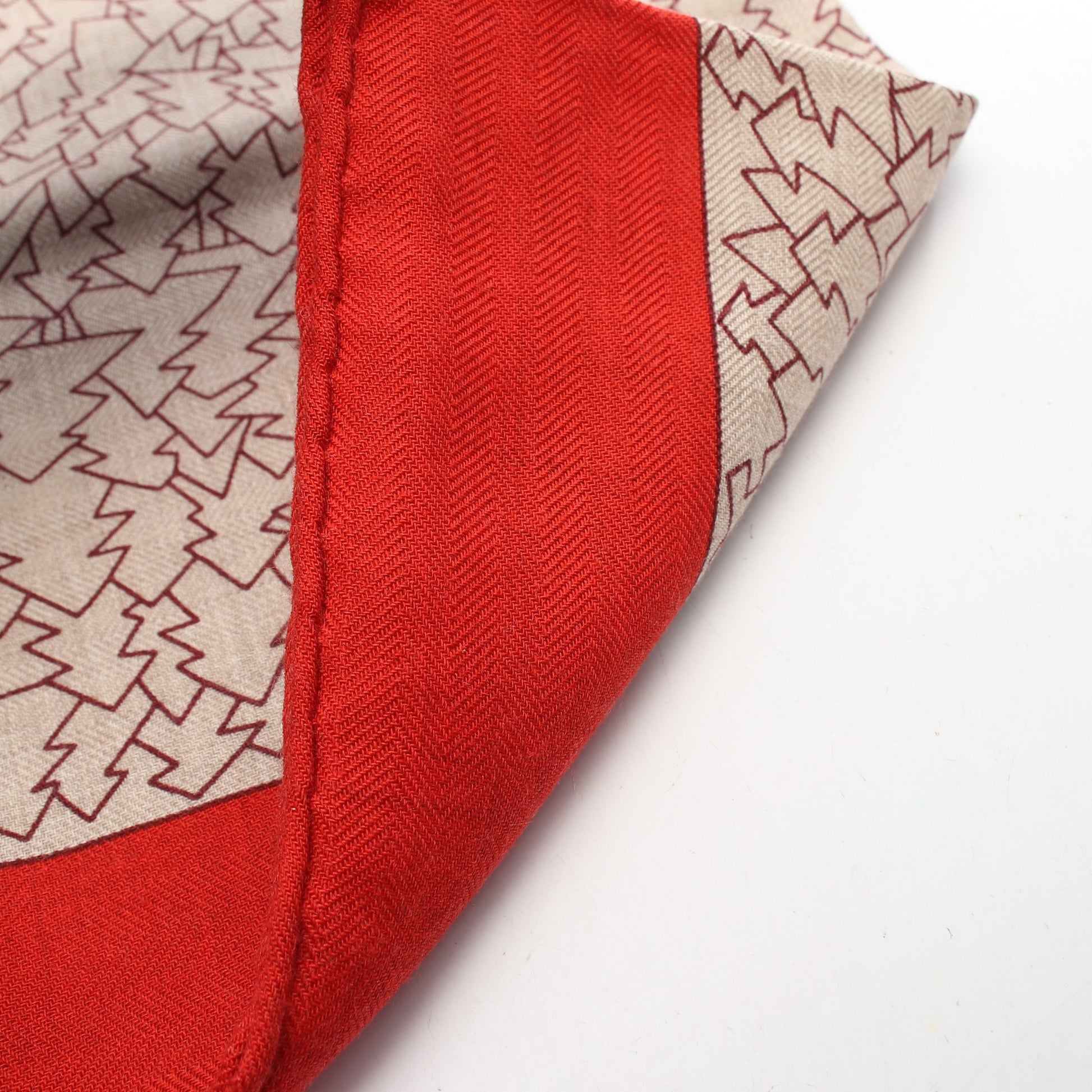 カレジェアン カレ140 A Travers Champs スカーフ ショール カシミヤ シルク レッド グレーベージュ エルメス 財布・小物 HERMES