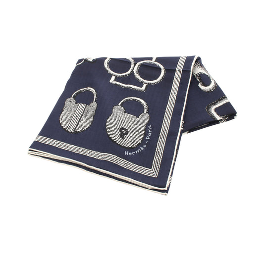 カレジェアン カレ140 Inventaire Poetique pour un Conte Sellier スカーフ ショール カシミヤ シルク ネイビー オフホワイト ブラック エルメス 財布・小物 HERMES