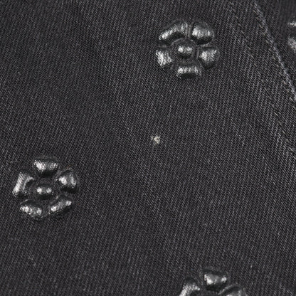 カメリア ココマーク デニム テーラードジャケット エンボス コットン ブラック シャネル アウター CHANEL