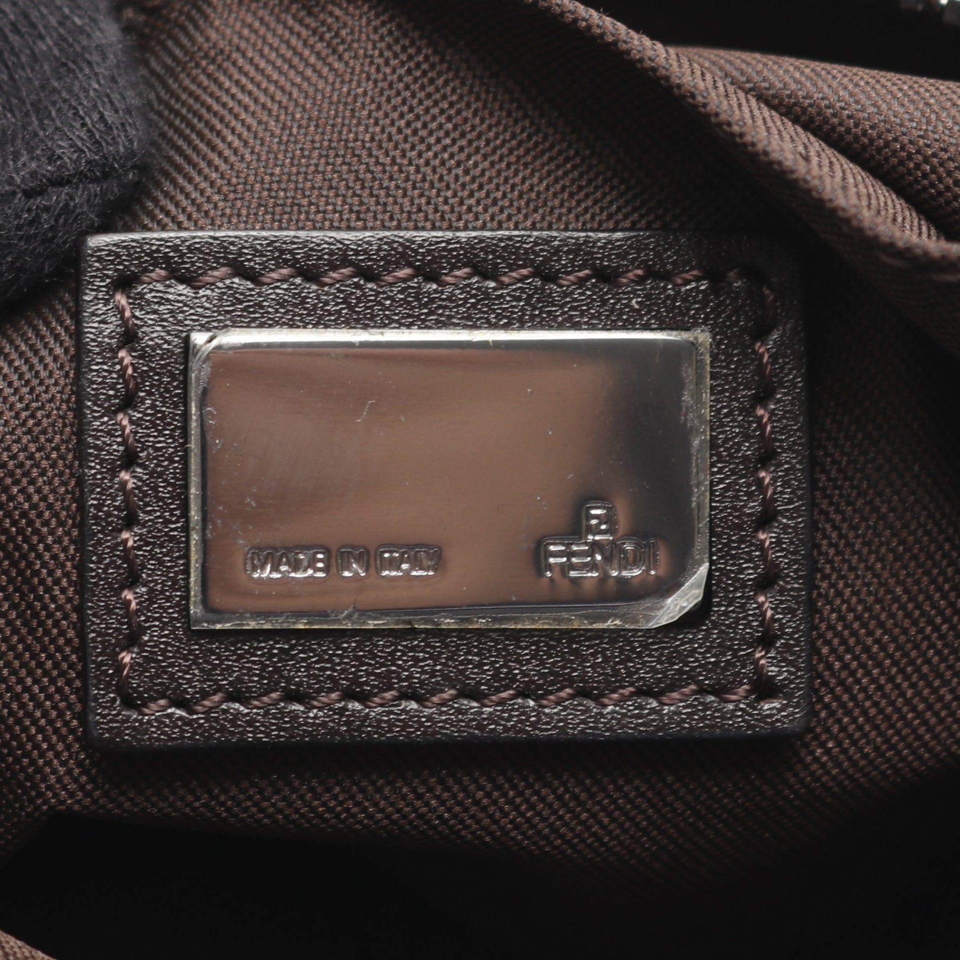 ズッキーノ ショルダーバッグ キャンバス レザー ダークブラウン ベージュ フェンディ バッグ FENDI