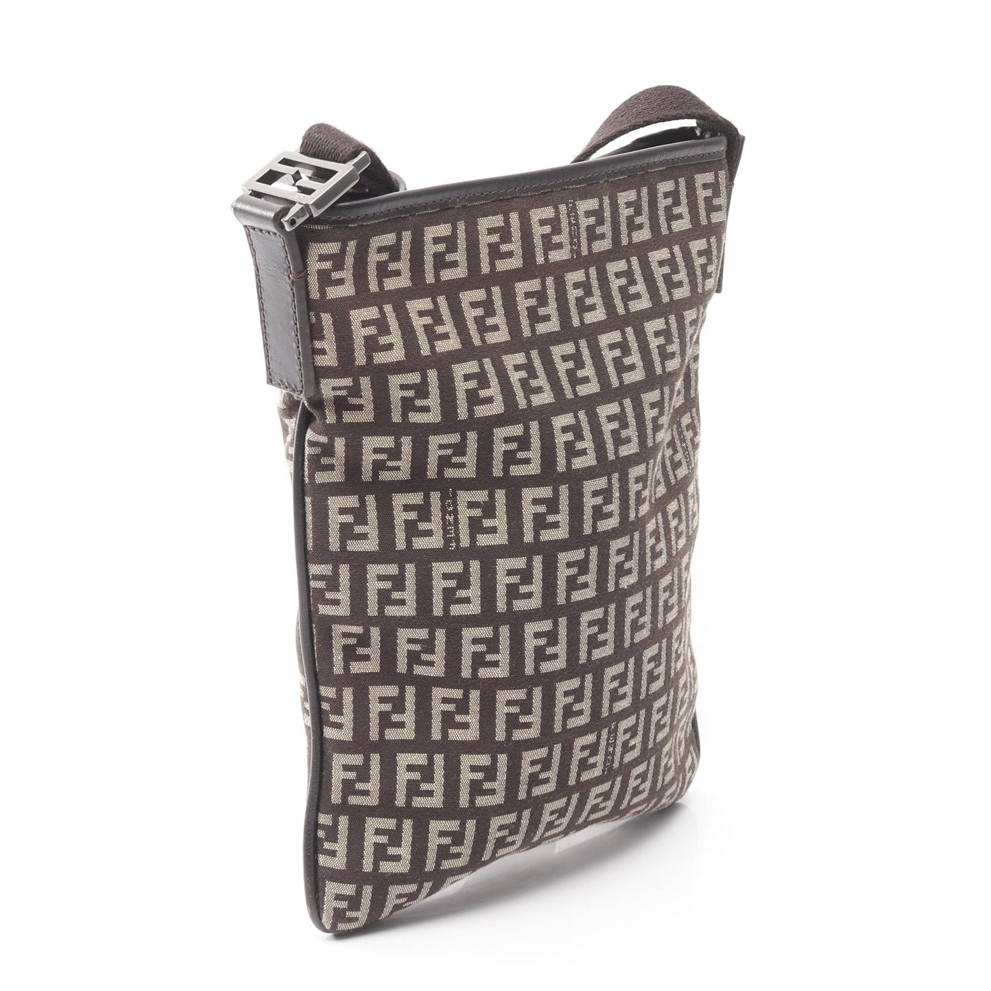 ズッキーノ ショルダーバッグ キャンバス レザー ダークブラウン ベージュ フェンディ バッグ FENDI