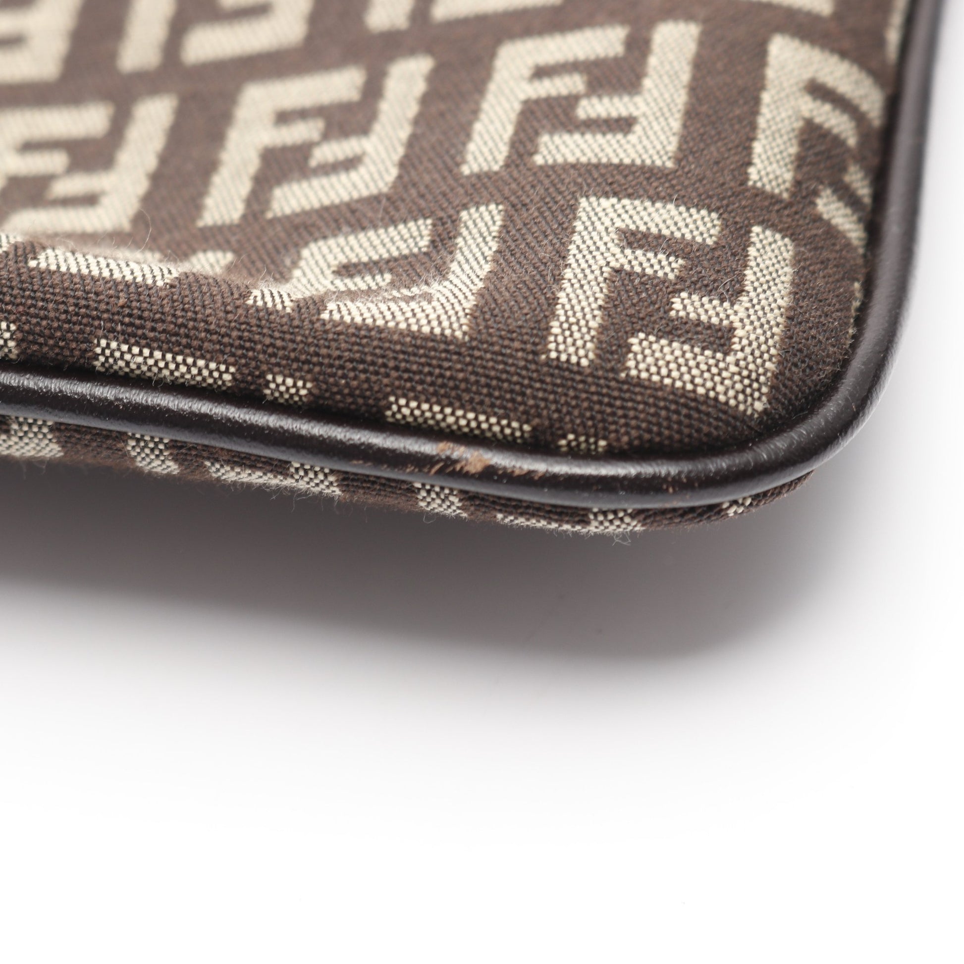 ズッキーノ ショルダーバッグ キャンバス レザー ダークブラウン ベージュ フェンディ バッグ FENDI