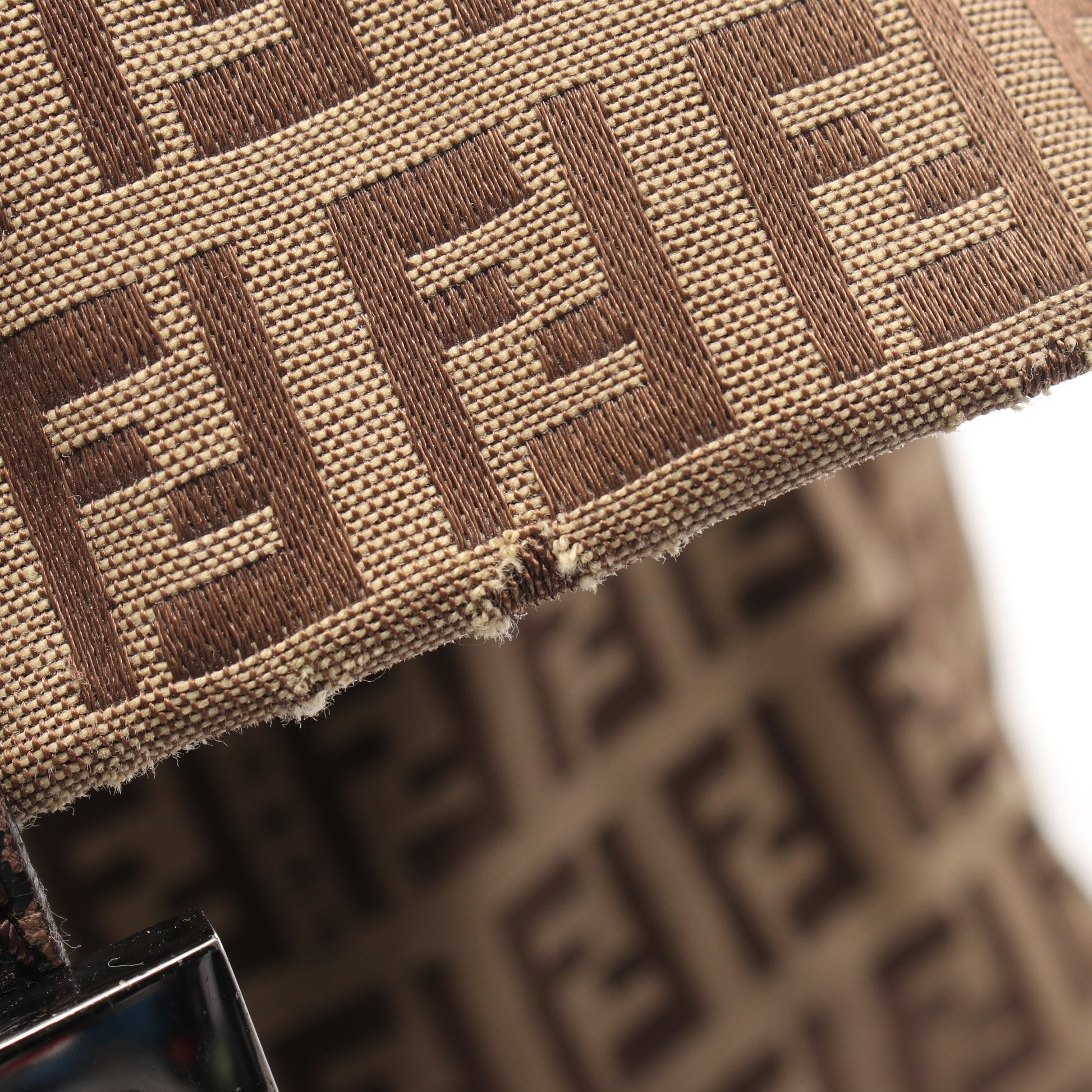マンマバケット ズッキーノ ワンショルダーバッグ キャンバス レザー ベージュ ダークブラウン フェンディ バッグ FENDI