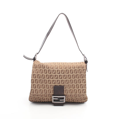 マンマバケット ズッキーノ ワンショルダーバッグ キャンバス レザー ベージュ ダークブラウン フェンディ バッグ FENDI