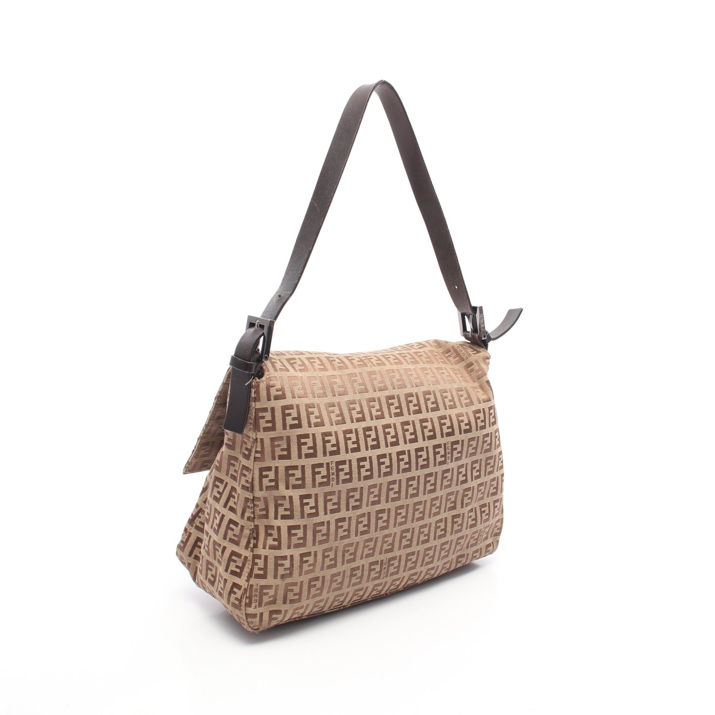 マンマバケット ズッキーノ ワンショルダーバッグ キャンバス レザー ベージュ ダークブラウン フェンディ バッグ FENDI