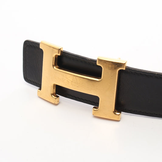 コンスタンス Hベルト ベルト ボックスカーフ トゴ ブラック オレンジ ゴールド金具 リバーシブル □O刻印 エルメス 財布・小物 HERMES