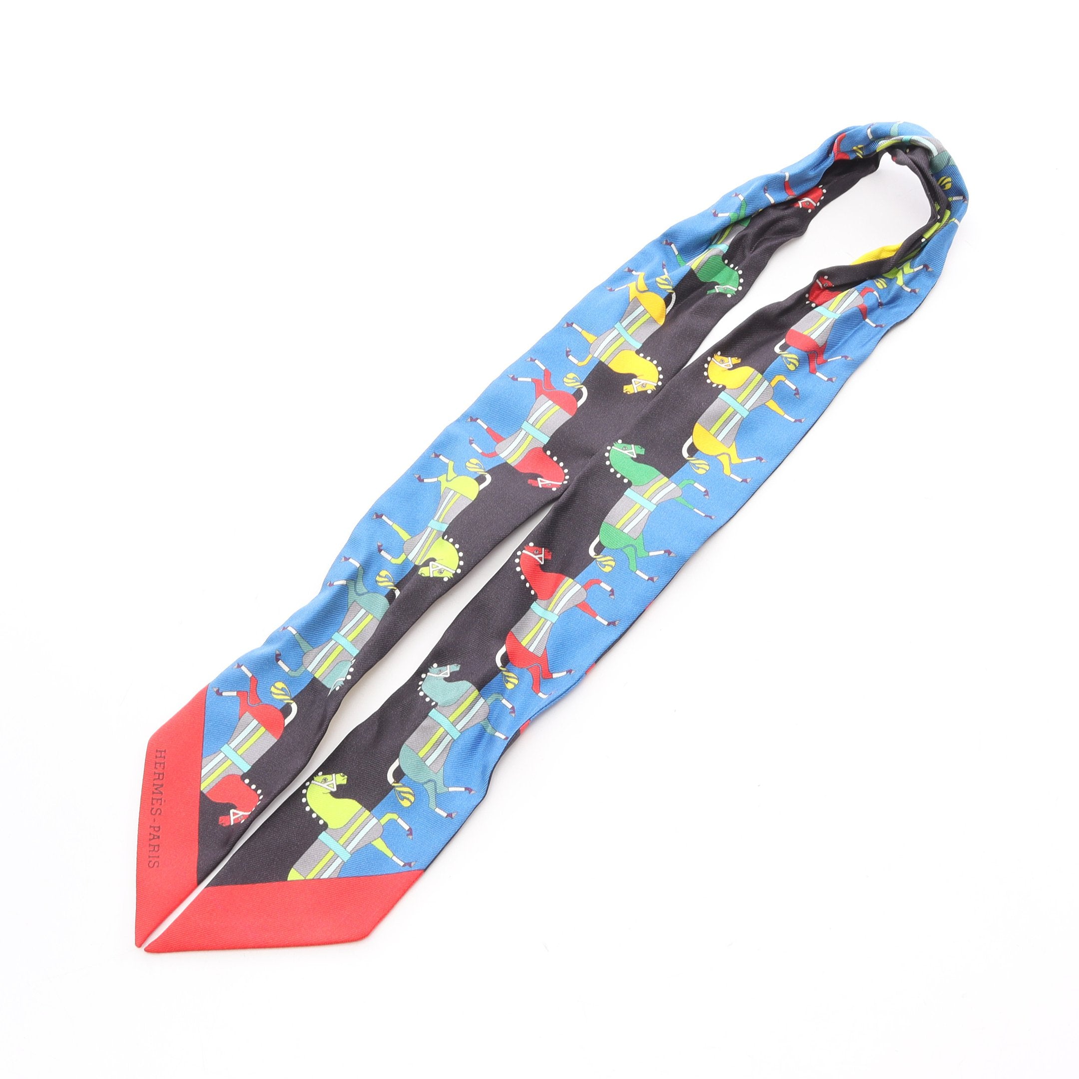 エルメス HERMES ツイリー ロカバール Rocabar スカーフ ツイリー ROCABAR リボン スカーフ シルク レッド マルチカラー