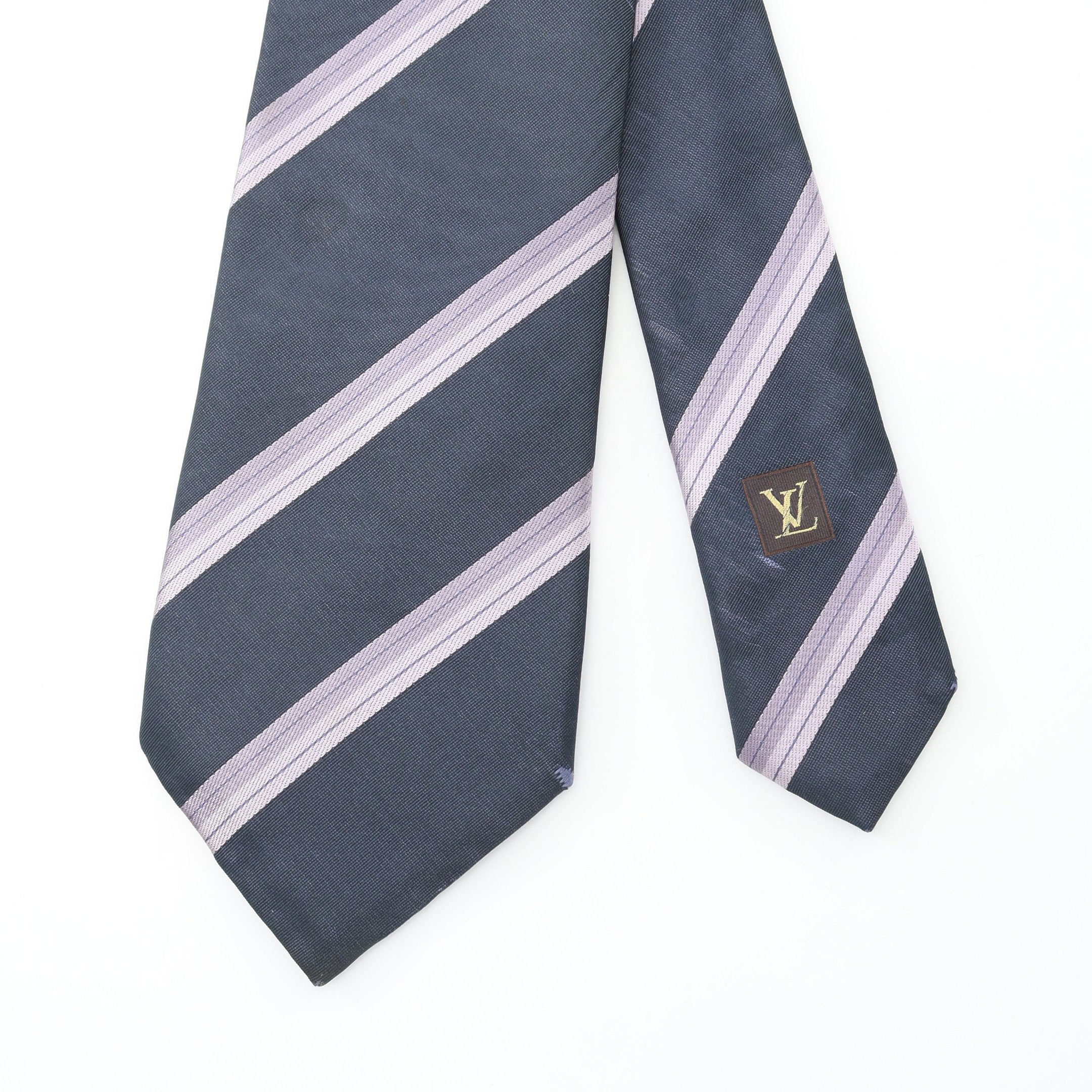 ネクタイ シルク ネイビー ライトパープル ルイヴィトン – RECLO