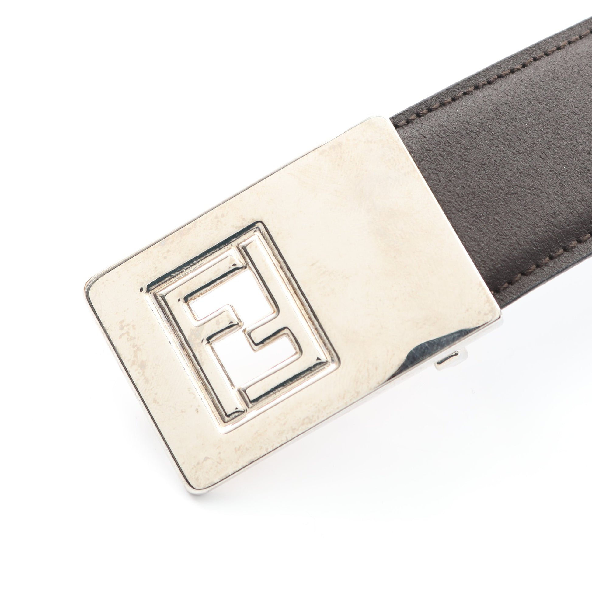 FFロゴ ベルト レザー ダークブラウン シルバー金具 フェンディ 財布・小物 FENDI