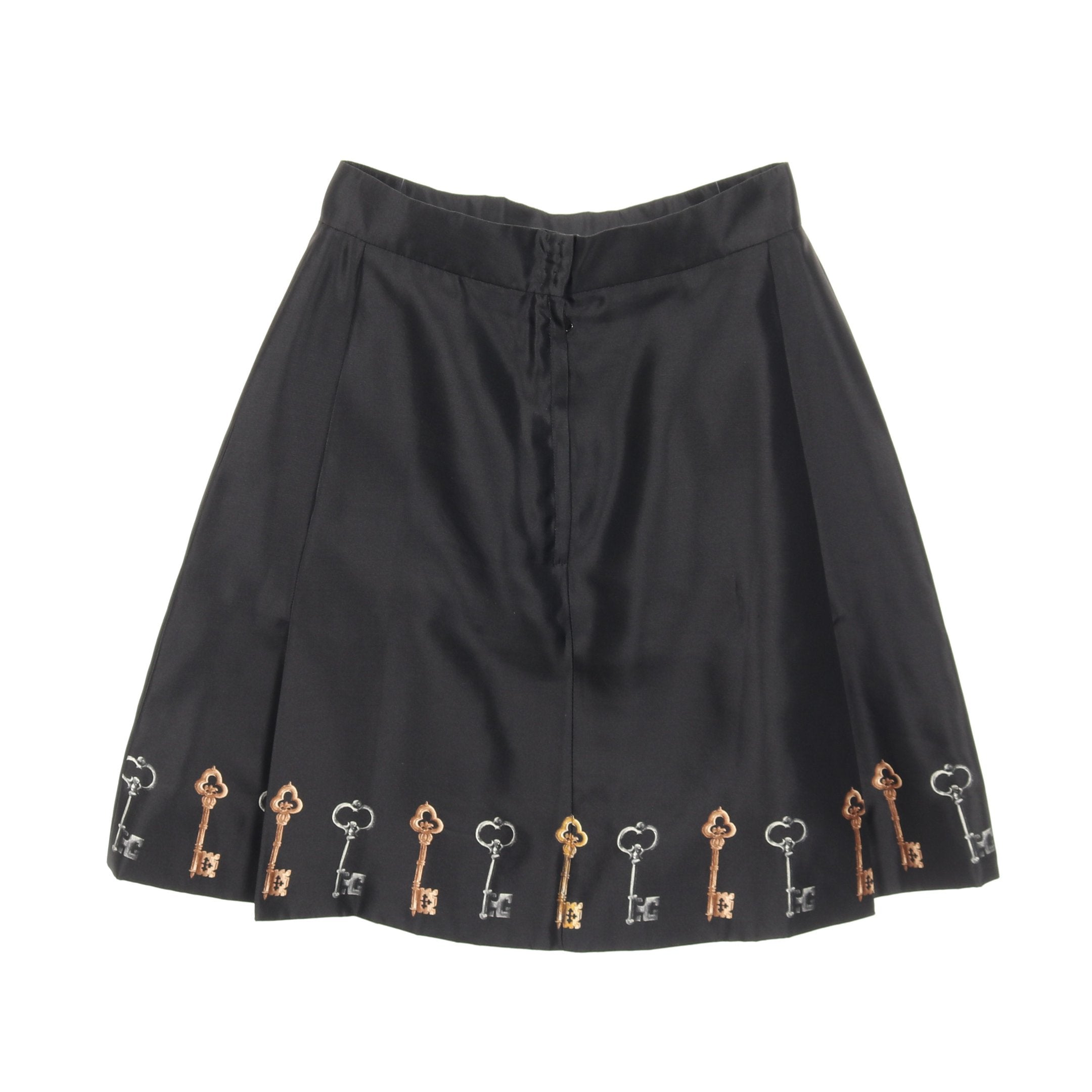 ミニ スカート 鍵柄 シルク ブラック マルチカラー ドルチェアンド