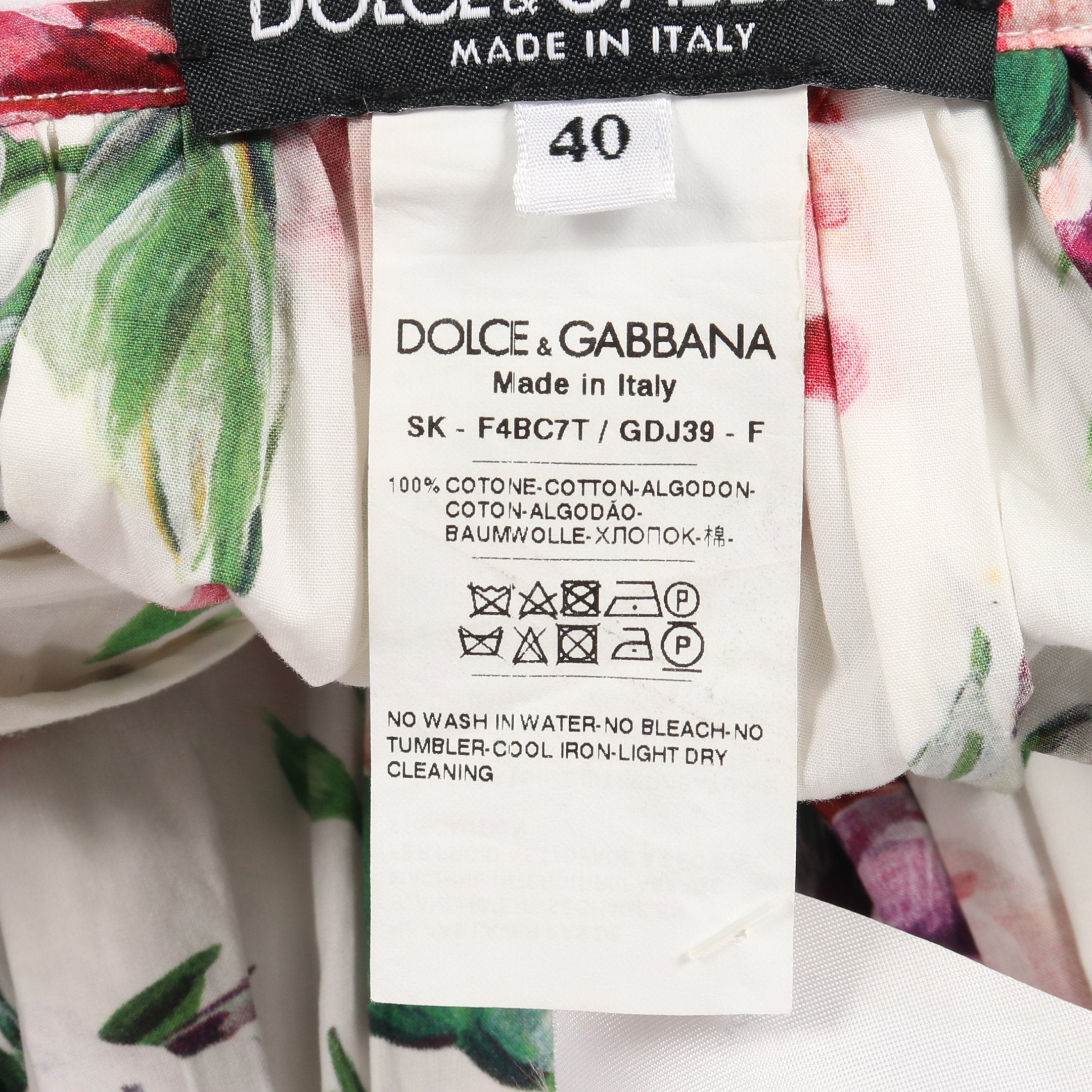 DOLCE & GABBANA 花柄フレアスカート 36 フレア スカート 花柄 コットン ホワイト ピンク マルチカラー