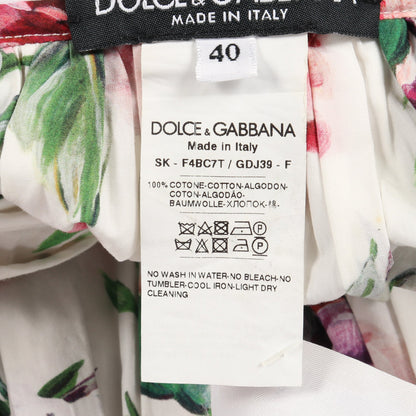 フレア スカート 花柄 コットン ホワイト ピンク マルチカラー ドルチェアンドガッバーナ ボトムス DOLCE&GABBANA