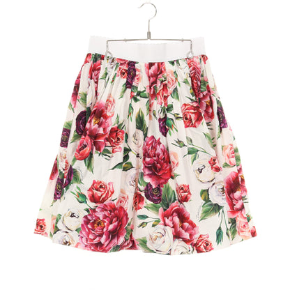フレア スカート 花柄 コットン ホワイト ピンク マルチカラー ドルチェアンドガッバーナ ボトムス DOLCE&GABBANA