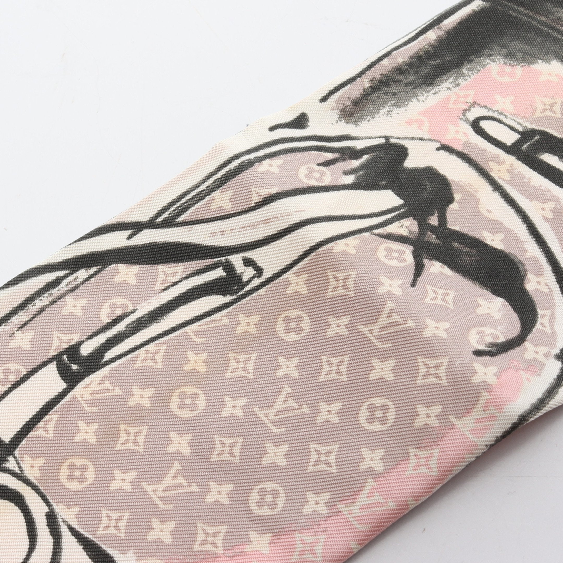 バンドー トランク リボン スカーフ 総柄 シルク ピンクベージュ