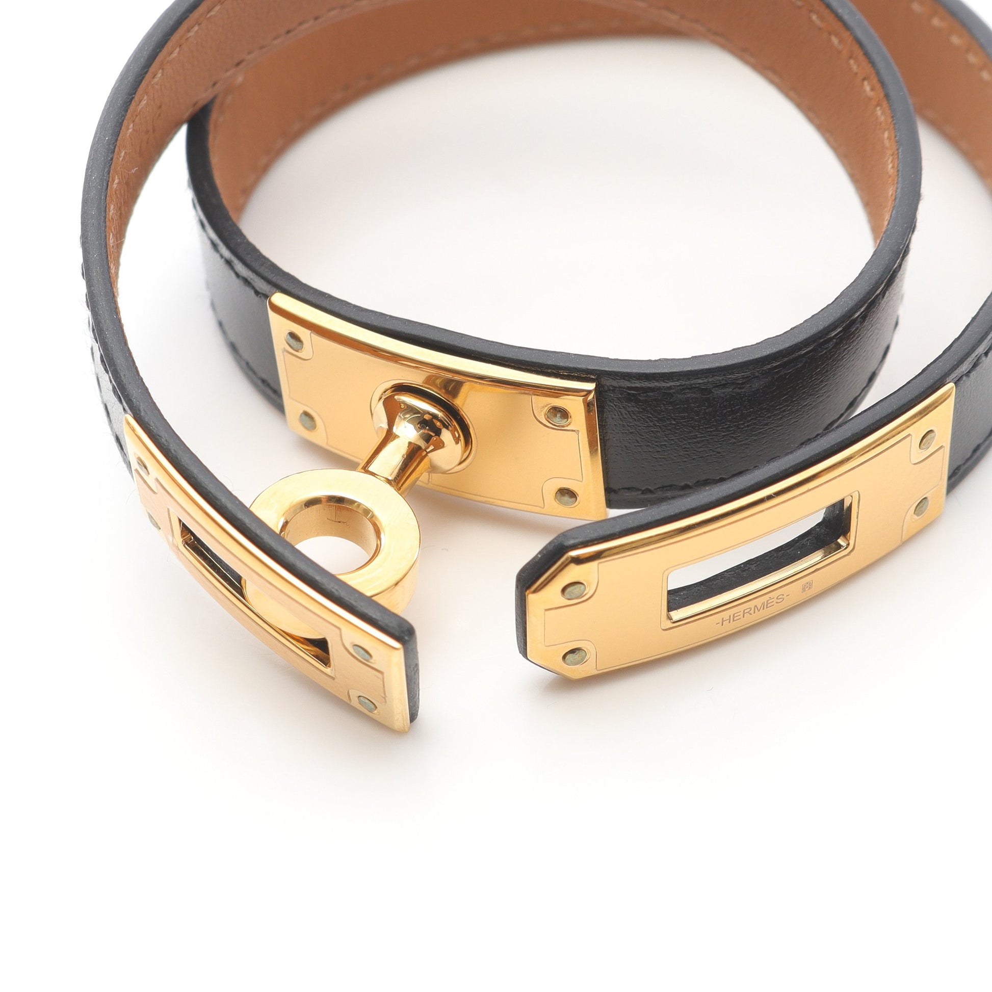 ケリー ドゥブルトゥール ブレスレット ボックスカーフ ブラック B刻印 エルメス アクセサリー HERMES