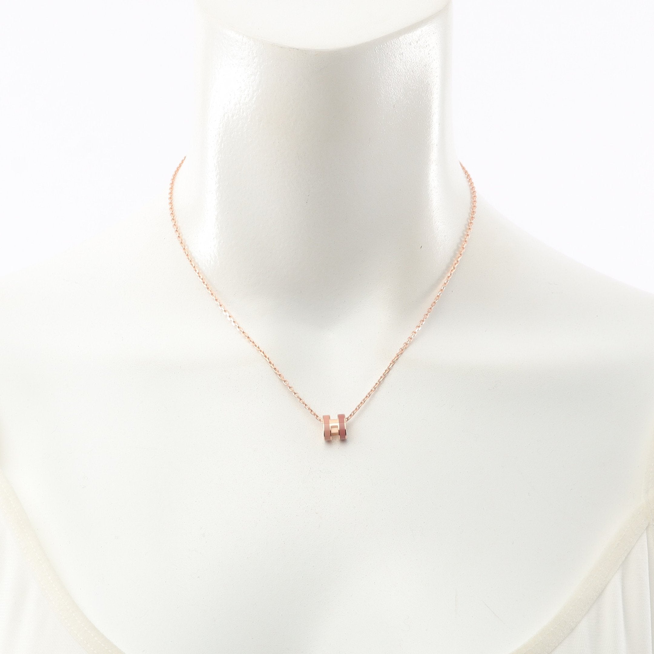 HERMES ネックレス ミニポップアッシュH GP ピンク系 MINI POP H ミニポップアッシュ ネックレス GP ピンクゴールド ピンク