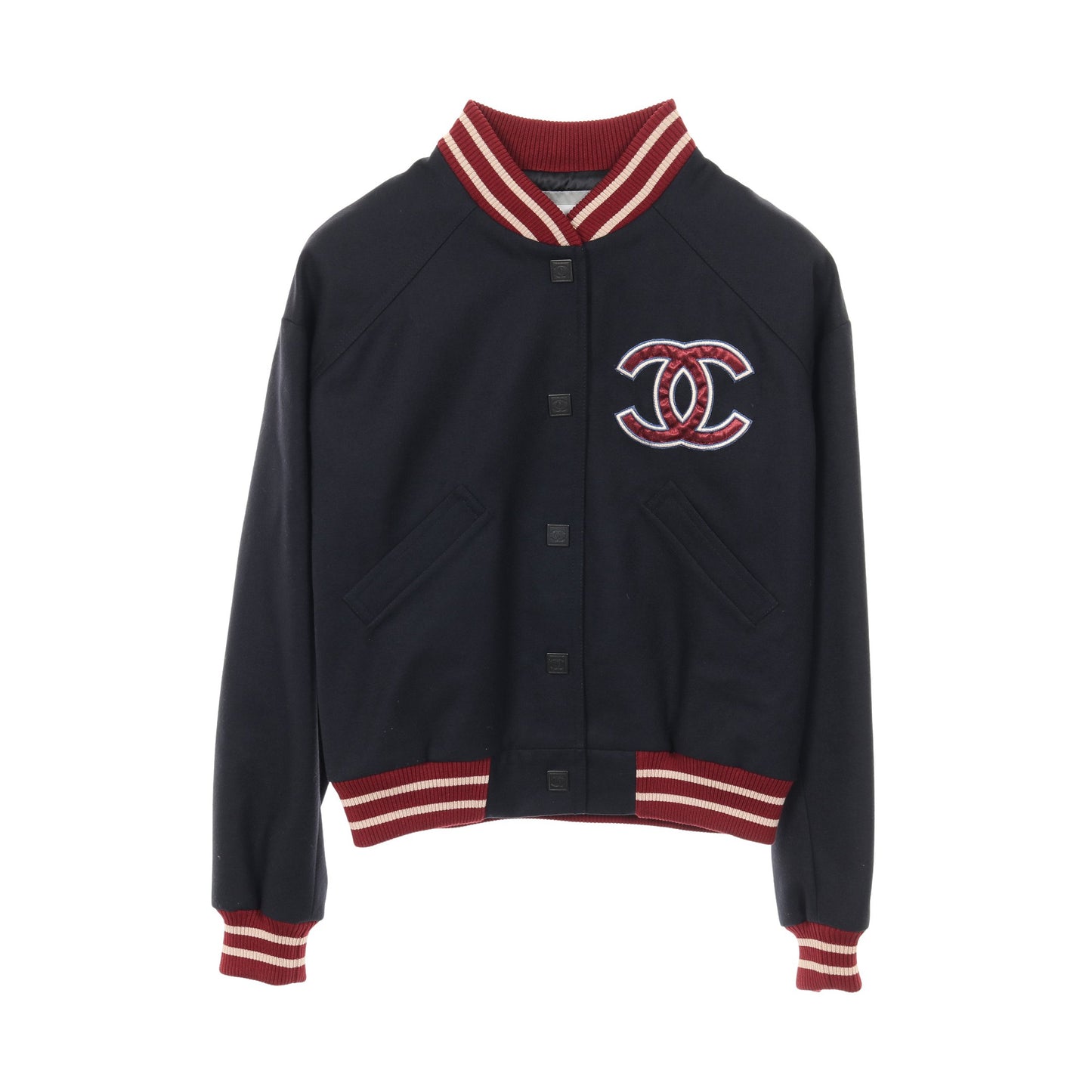 スポーツライン ココマーク スタジャン ウール ネイビー ボルドー 04P シャネル アウター CHANEL