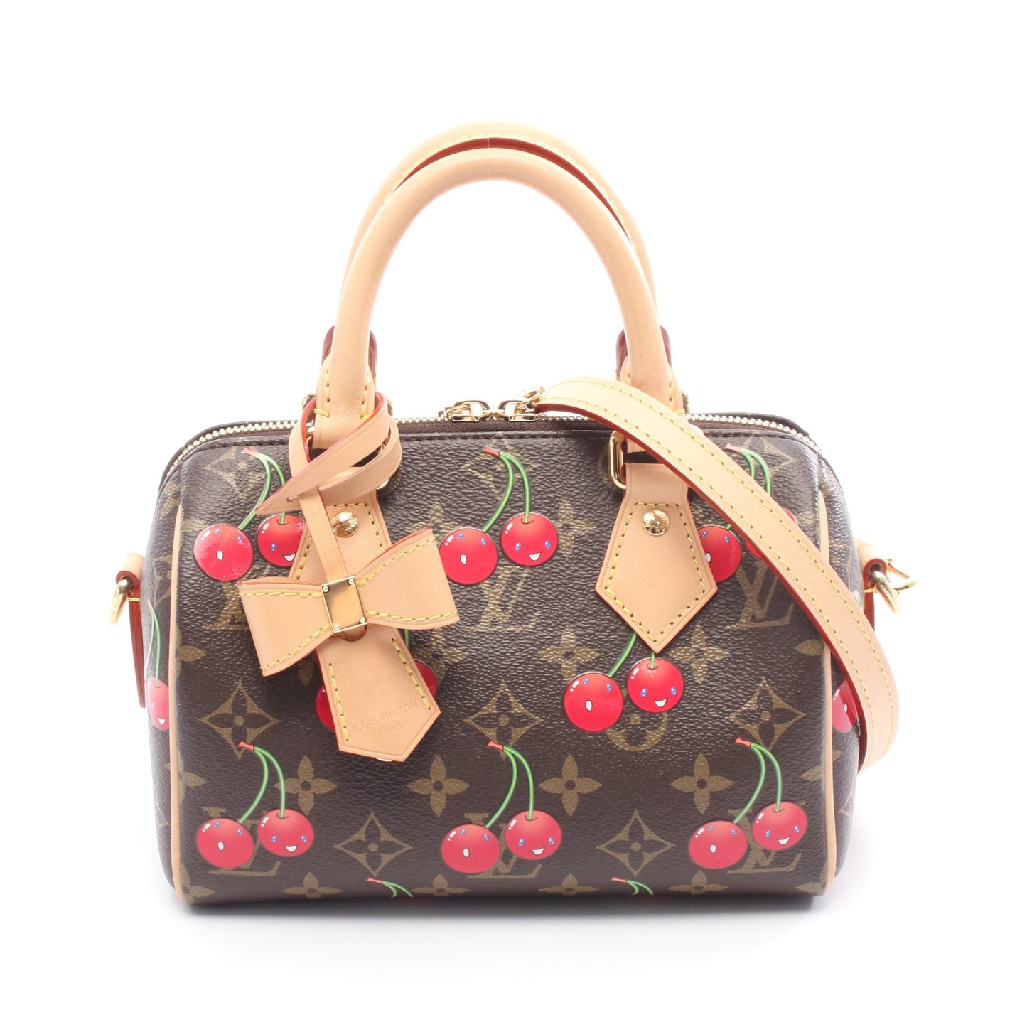 LOUIS VUITTON × 村上隆 スピーディ バンドリエール20 モノグラムチェリー ハンドバッグ PVC レザー ブラウン 2WAY ルイヴィトン バッグ LOUIS VUITTON