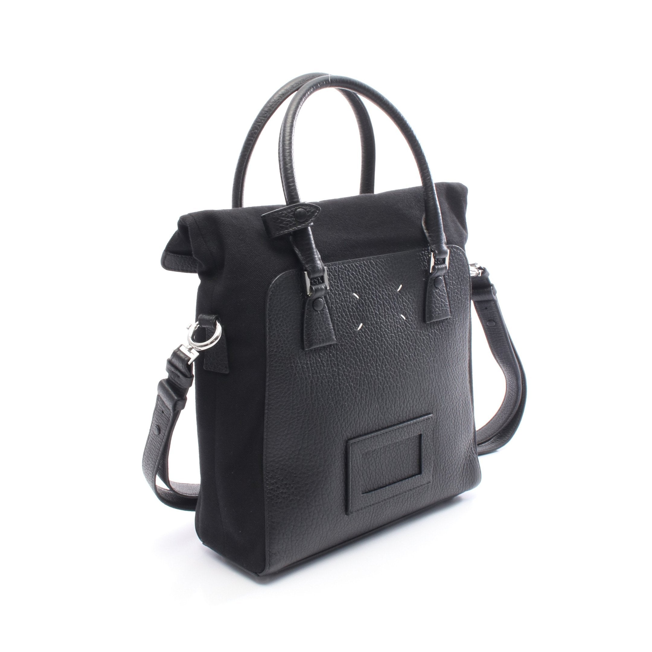 5AC ハンドバッグ トートバッグ キャンバス レザー ブラック 2WAY