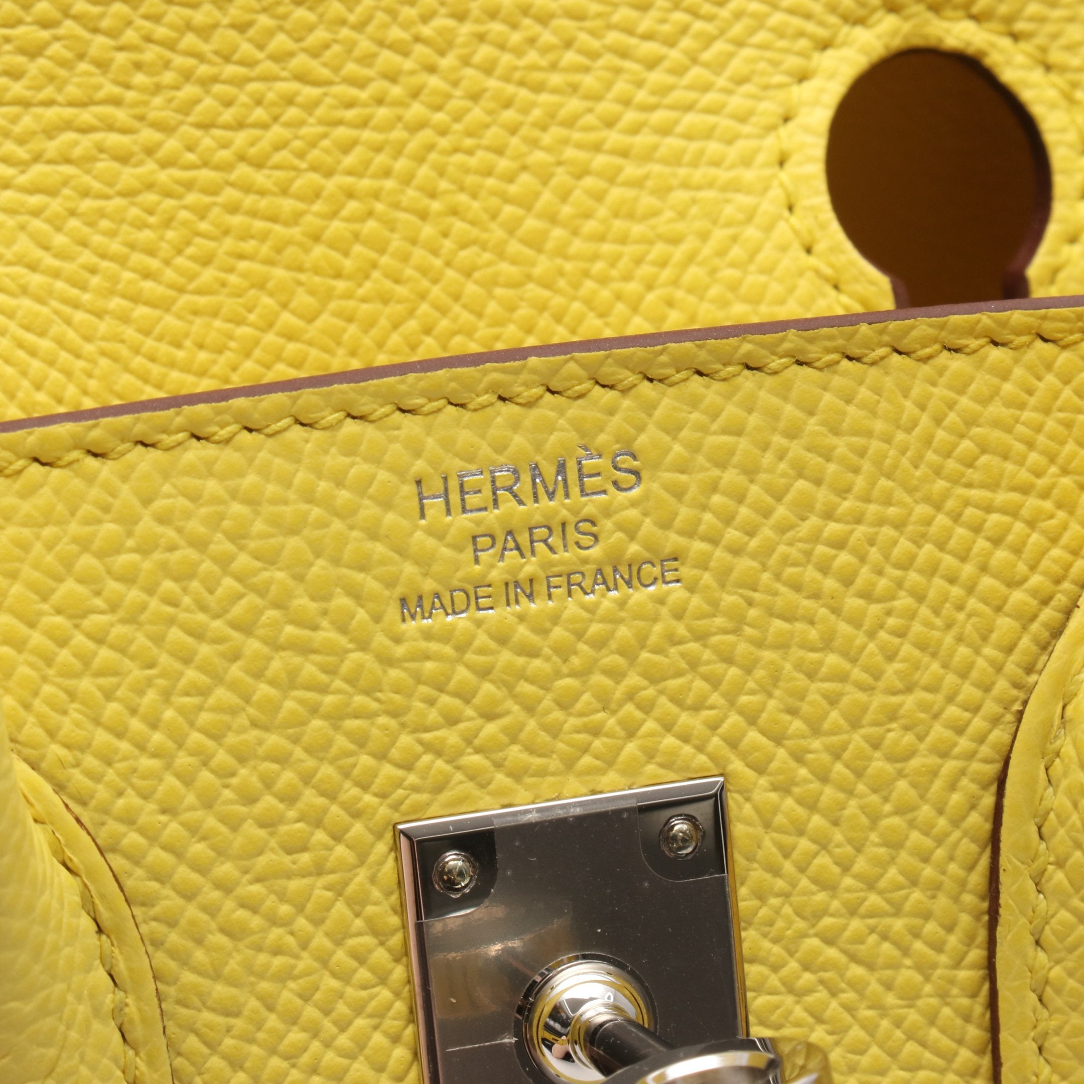 herbique ハービック /イエロー　美品　定価26,400円 バーキンセリエ25 ライム ハンドバッグ ヴォーエプソン イエロー